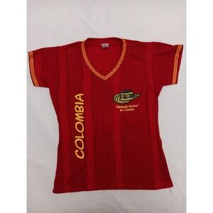 Red Colombia "Patrimonio Nacional" V-Neck T-Shirt Mens Size M